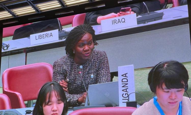 Ms Namono delivers Uganda's statement at UNHCR